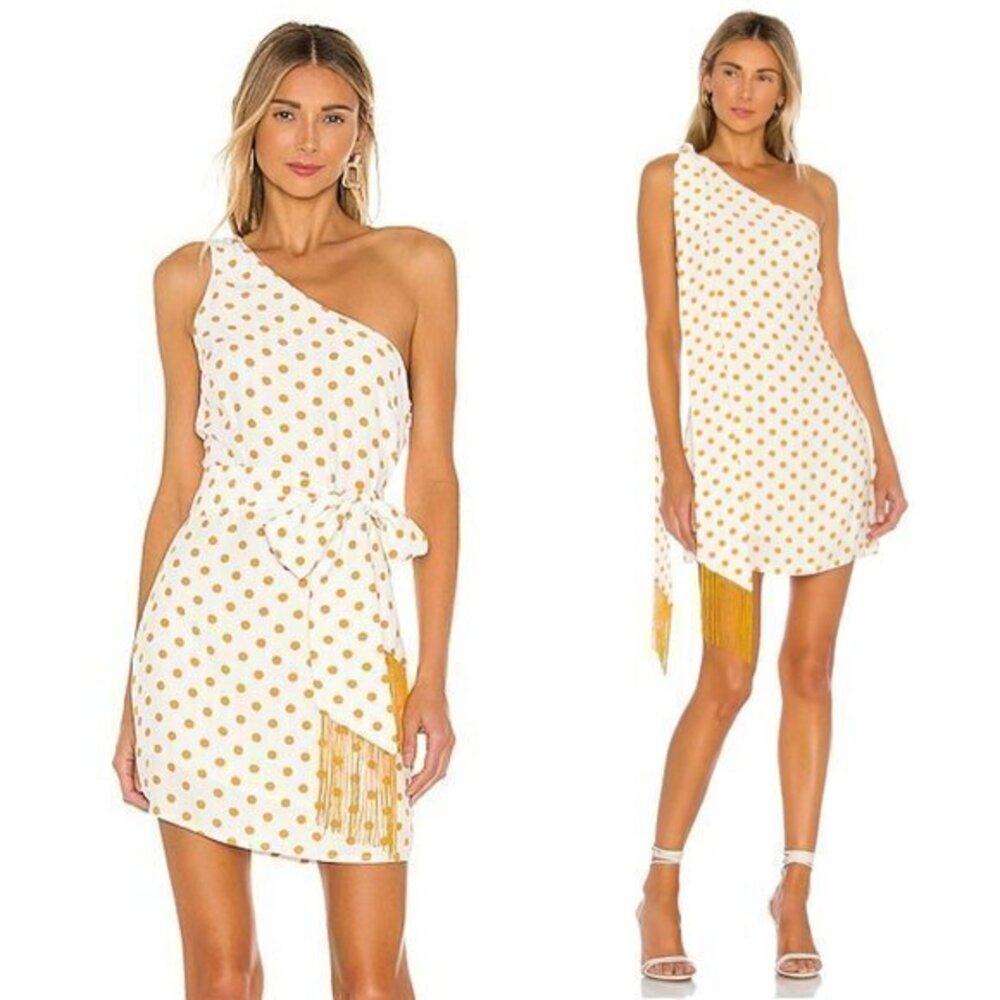 House of Harlow 1960 Dahlia Dress - White and Copper Dot